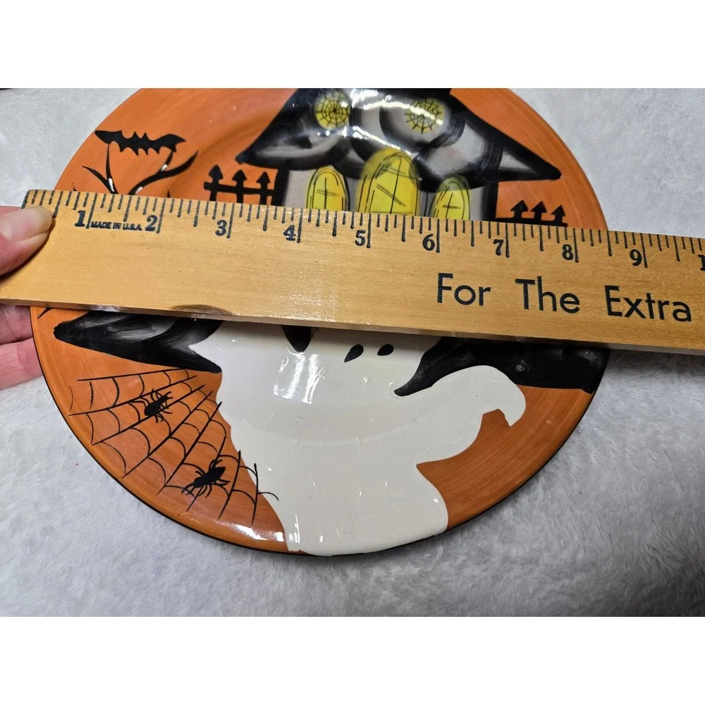 Gates Ware Laurie Gates Halloween Haunted House Ghost Salad Plates Set of 2 8.5